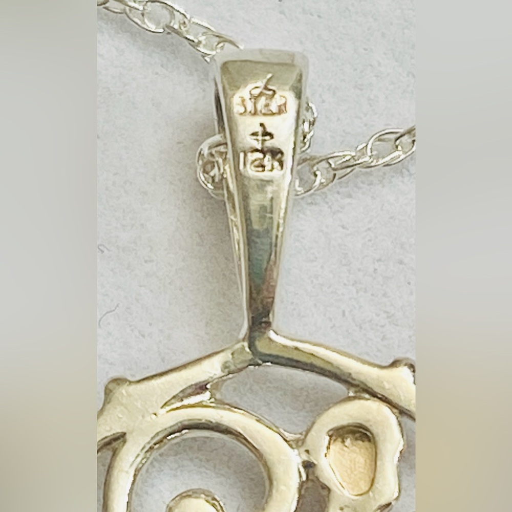 12k Tricolor Leaf Pendant and Sterling 925 Necklace - Picture 4 of 9